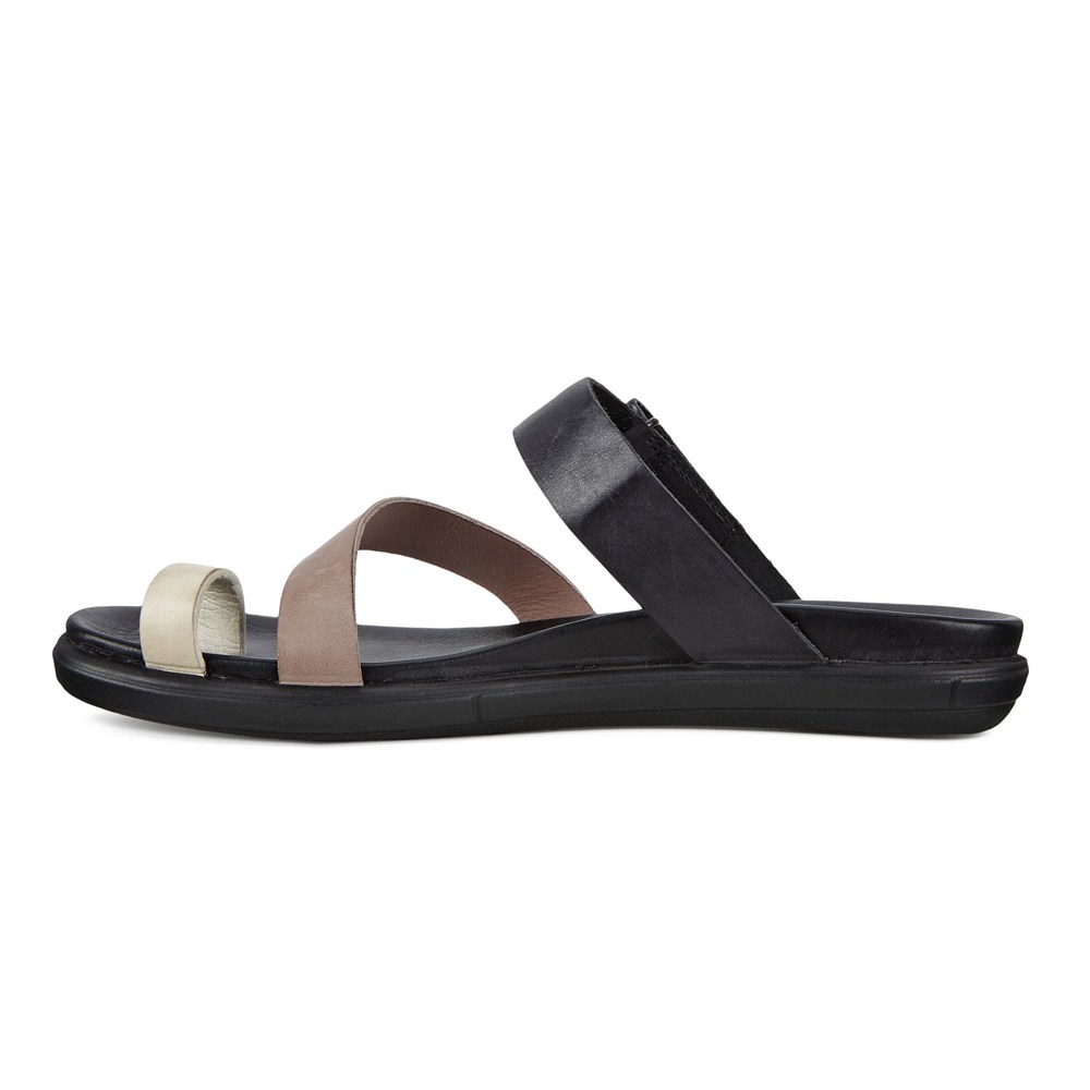 Womens Sandals - ECCO Simpil Flat Toe-Loop - Black - 5819NBKMA